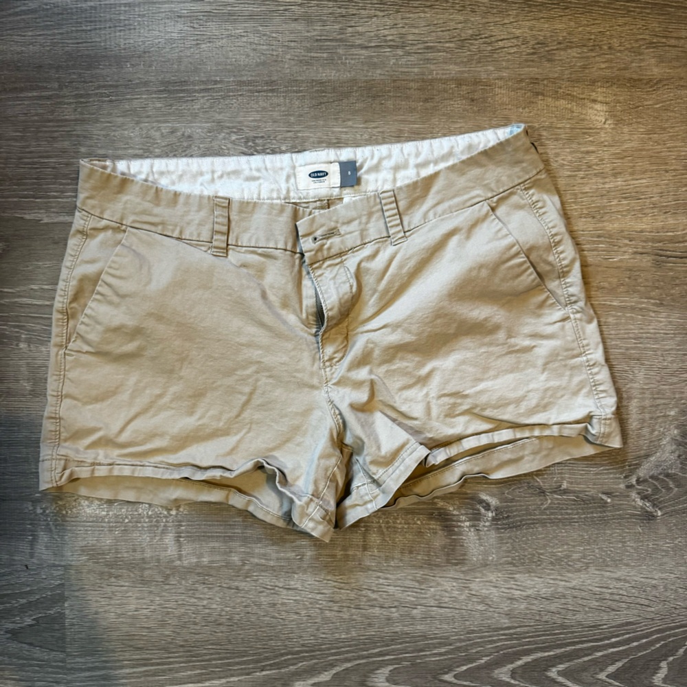 Mid Rise Khaki Shorts